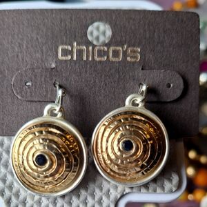 Chico's Gold and Silver Round Earrings